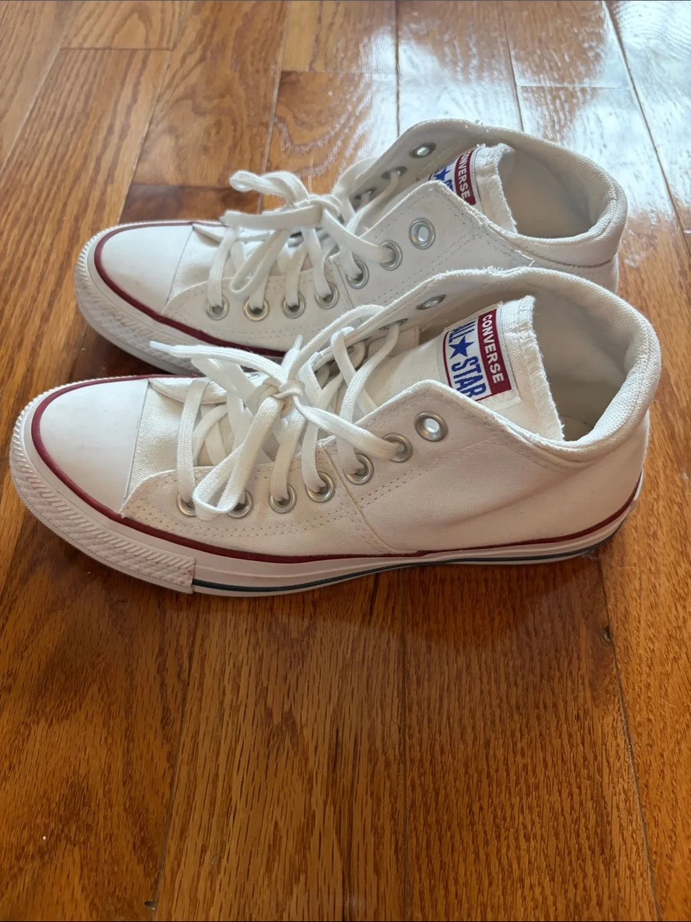 Converse Chuck Taylor All-Star White High Top Sneakers with Red Trim